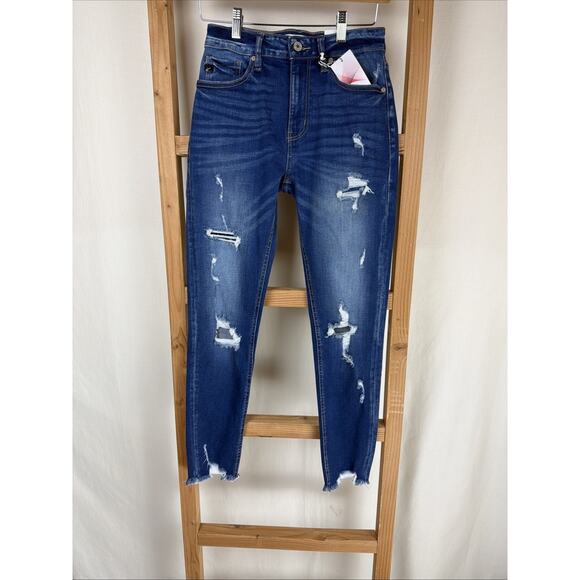 KanCan Pants - NWT Kancan Blue Distressed High-Rise Skinny Ankle Jeans Size 24 #0798